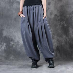 Winter Fashion Thickening Gray Pants Womans Baggy Trousers