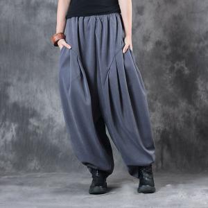 Winter Fashion Thickening Gray Pants Womans Baggy Trousers