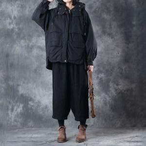 Youthful Cotton Padded Black Coat Korean Hooded Short Puffer Jackets