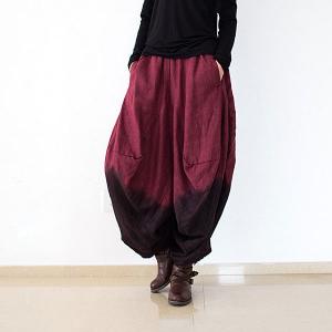 Gradient Colors Linen Harem Pants Spring Womans Balloon Pants