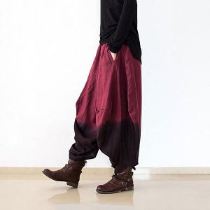 Gradient Colors Linen Harem Pants Spring Womans Balloon Pants