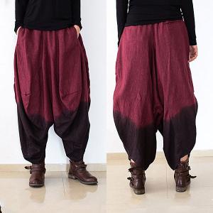 Gradient Colors Linen Harem Pants Spring Womans Balloon Pants