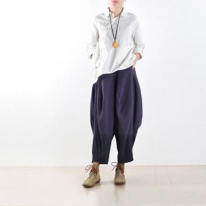 New Arrival Loose Cotton Linen Pants Jacquard Harem Trousers