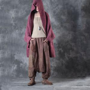 Special Design Patchwork Harem Pants Loose Linen Trousers