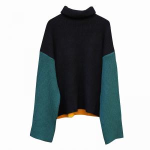 Yellow Contrast Turtleneck Sweater Korean Fashion Oversized Sweater