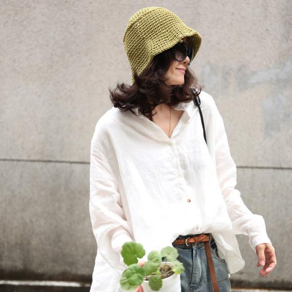 Hand Knitting Elastic Casual Womans Cotton Linen Hat