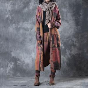 High-Quality Wool Designer Oversized Cardigan with Colorful Bootcuts