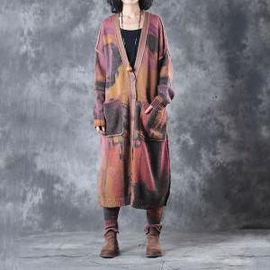 High-Quality Wool Designer Oversized Cardigan with Colorful Bootcuts