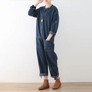 BF Style Single-Breasted Womens Dungarees Fashion Denim Overalls