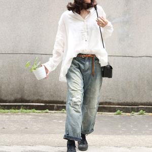 Street Style Patchwork Wide Leg Jeans Loose Straight-Leg Pants