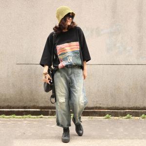 Street Style Patchwork Wide Leg Jeans Loose Straight-Leg Pants