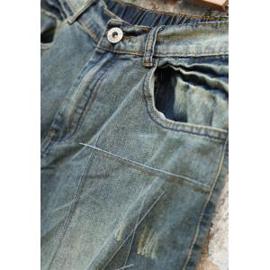 Street Style Patchwork Wide Leg Jeans Loose Straight-Leg Pants