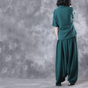 Special V-Neck Silk Top with Casual Green Designer Palazzo Pants