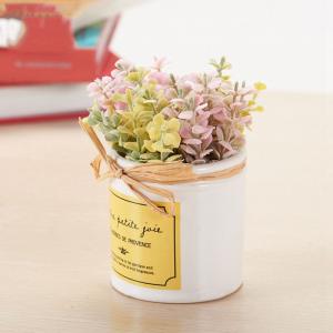 Mini Green Purple Grass Ceramic Pot Real Touch Artificial Grass Bonsai