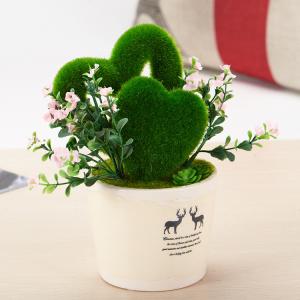 Artificial Heart Shaped Grass Silk Flowers Bouquet with Vase