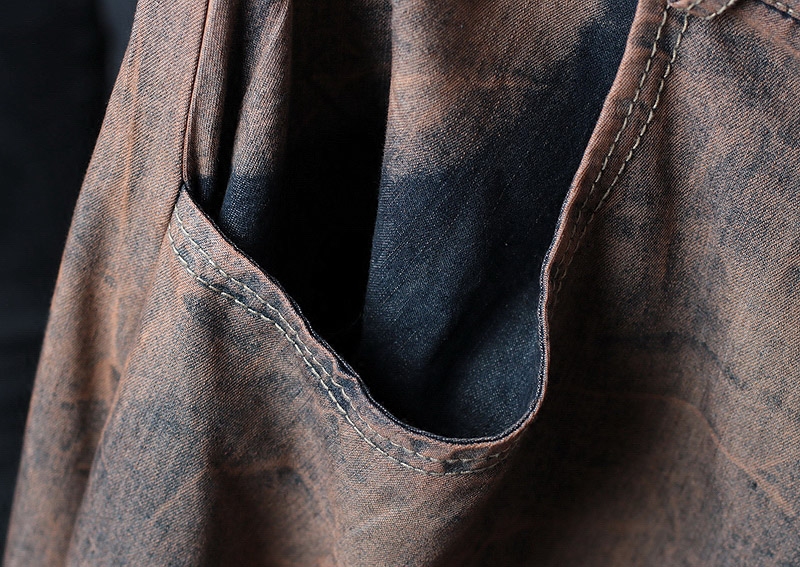 Coffee Contrast Retro Streetwear Fashion Wide Leg Jeans for Woman in ...