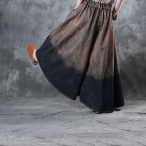 Coffee Contrast Retro Streetwear Fashion Wide Leg Jeans for Woman