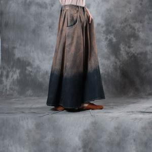 Coffee Contrast Retro Streetwear Fashion Wide Leg Jeans for Woman