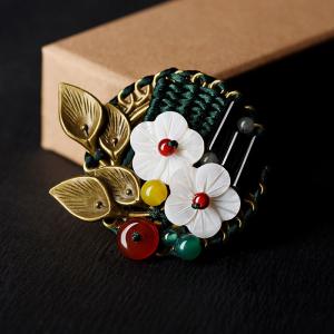 Chinese Style Shell Flowers Vintage Brooch Agate Personalized Jewelry