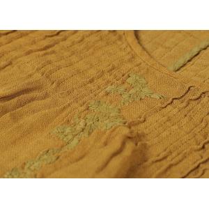 Large Size Pleated Embroidered Dress Linen Long Sleeve Dress