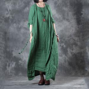 Original Design Layering Plus Size Kaftan Dress Belted Flare Dress