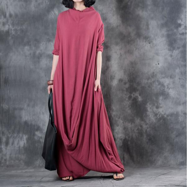 Back Zip Mock Neck Designer Dress Draped Beautiful Maxi Dress