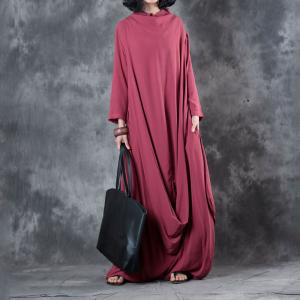 Back Zip Mock Neck Designer Dress Draped Beautiful Maxi Dress