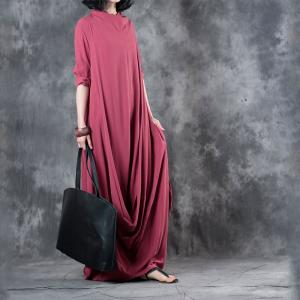 Back Zip Mock Neck Designer Dress Draped Beautiful Maxi Dress