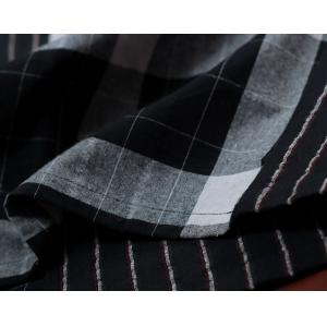 Large Size Checkered Kaftan Dress Belted Cotton Linen Dress