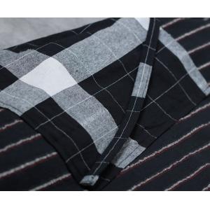 Large Size Checkered Kaftan Dress Belted Cotton Linen Dress