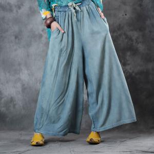 Street Style Soft Denim Pants Summer Wide Leg Jeans for Woman