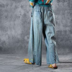 Street Style Soft Denim Pants Summer Wide Leg Jeans for Woman