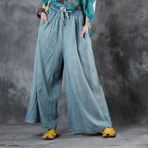 Street Style Soft Denim Pants Summer Wide Leg Jeans for Woman