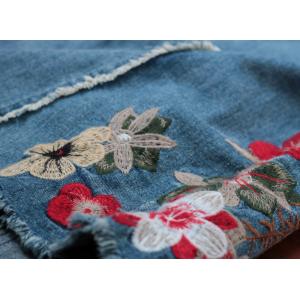 Chinese Buttons Rose Embroidered Jeans Vintage Wide Leg Jeans