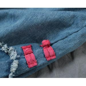 Chinese Buttons Rose Embroidered Jeans Vintage Wide Leg Jeans