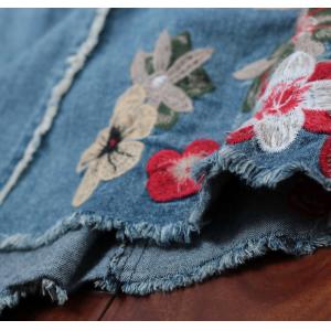 Chinese Buttons Rose Embroidered Jeans Vintage Wide Leg Jeans