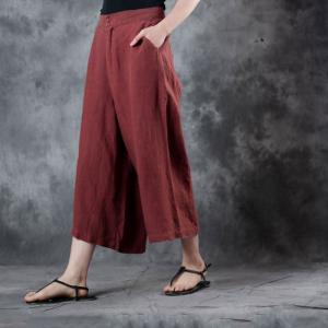 Linen Wide Leg Trousers Womans Gaucho Pants