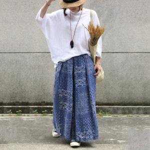 Ethnic Prints Linen Wide Leg Trousers Womans Folk Palazzo Pants