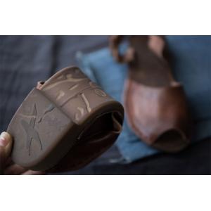 Peep Toe Calf Leather Summer Sandals Vintage Handmade Flats