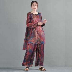 Retro Fashion Asymmetrical Plus Size Tunic with Comfy Palazzo Pants