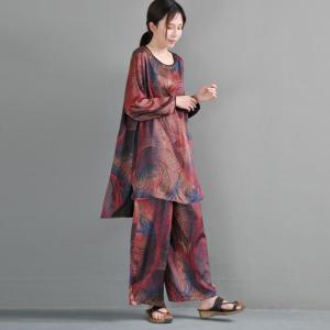 Retro Fashion Asymmetrical Plus Size Tunic with Comfy Palazzo Pants