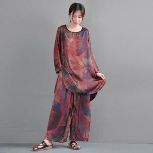 Retro Fashion Asymmetrical Plus Size Tunic with Comfy Palazzo Pants