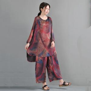 Retro Fashion Asymmetrical Plus Size Tunic with Comfy Palazzo Pants