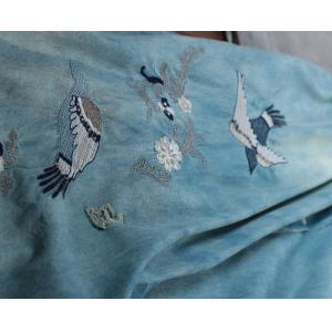 Asymmetrical Magpie Embroidered Dress Loose Long Denim Cardigan