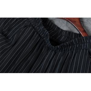 OL Style Irregular Striped Ladies Shirt  with Black Wide Leg Pants