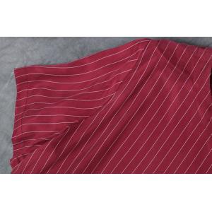 Asymmetrical Red Designer Blouse with Striped Baggy Trousers