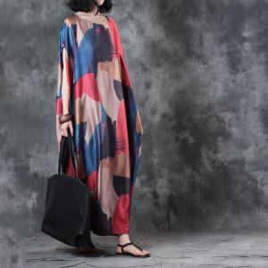Beautiful Color Block Silky Plus Size Maxi Dress Short Sleeve Kaftan Dress