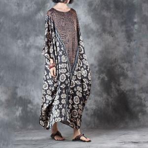 Bat Sleeve Plus Size Kaftan Dress Beautiful Vintage Dress for Senior Woman