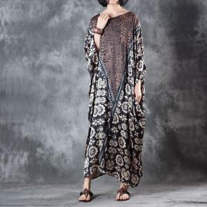 Bat Sleeve Plus Size Kaftan Dress Beautiful Vintage Dress for Senior Woman