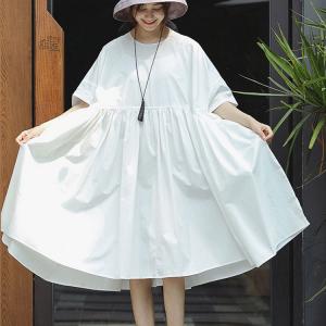 Basic Comfy Cotton White Dress Summer Empire Waist Beach Dress